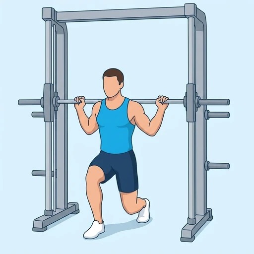 Smith Machine Split Squat — peak position, flat illustration