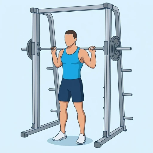 Smith Machine Squat — start position, flat illustration