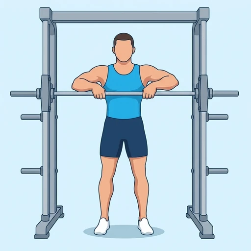 Smith Machine Upright Row — peak position, flat illustration
