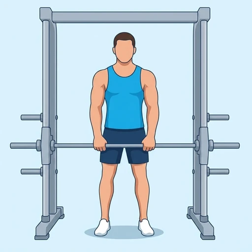 Smith Machine Upright Row — start position, flat illustration