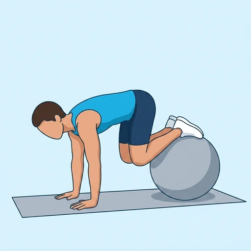 Stability Ball Knee Tuck — peak position, flat illustration