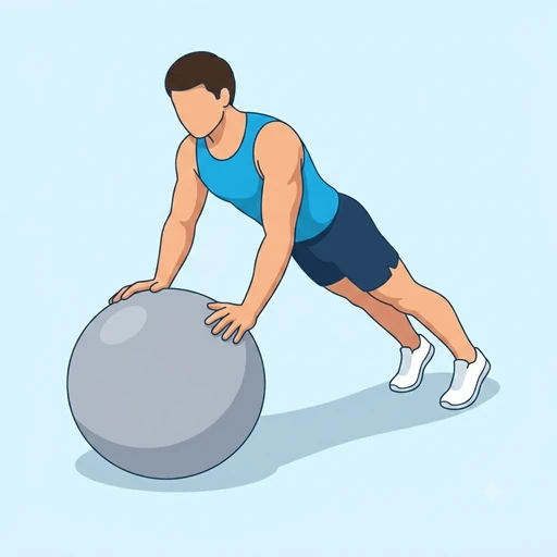 Stability Ball Push-Up (Hands on Ball) — start position, flat illustration