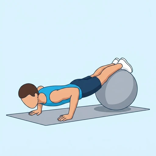 Stability Ball Push-Up — peak position, flat illustration