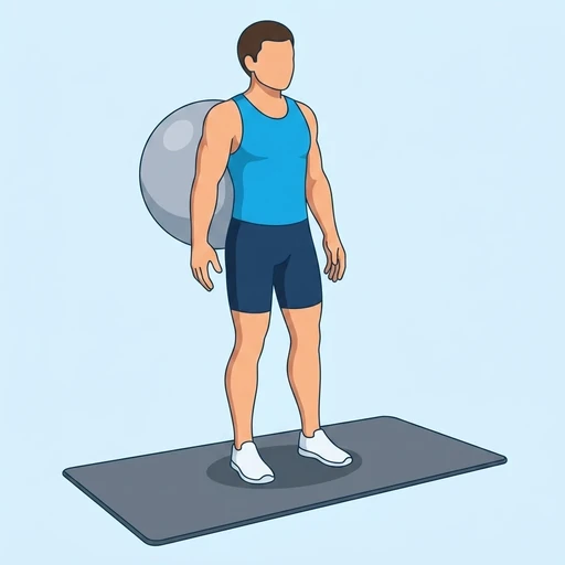 Stability Ball Wall Squat — start position, flat illustration