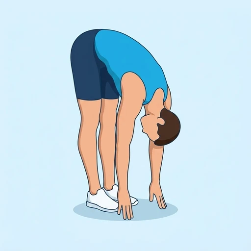 Standing Forward Fold to Half Lift — start position, flat illustration