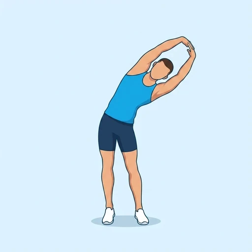 Standing Side Bend Flow — peak position, flat illustration
