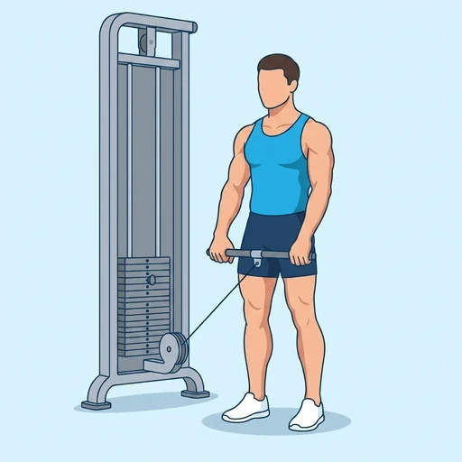 Straight-Bar Cable Front Raise — start position, flat illustration