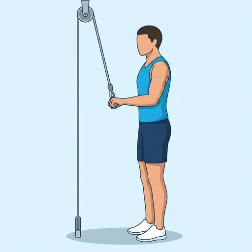 Cable Tricep Pushdown — start position, flat illustration