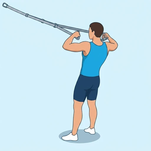 TRX Face Pull — peak position, flat illustration