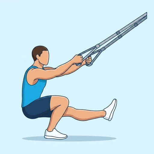 TRX Pistol Squat — peak position, flat illustration