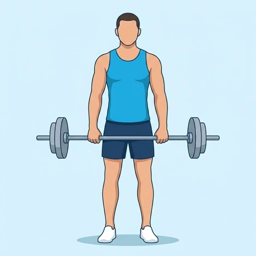 Barbell Upright Row — start position, flat illustration