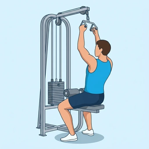 V-Bar Lat Pulldown — start position, flat illustration