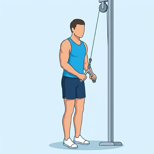 V-Bar Tricep Pushdown — start position, flat illustration