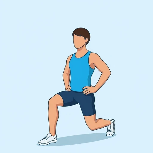Walking Lunge — peak position, flat illustration