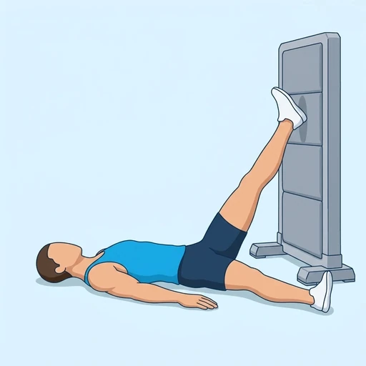 Wall Hamstring Stretch, flat illustration