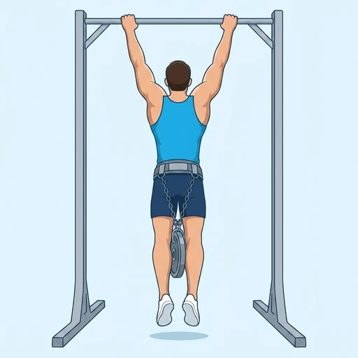 Weighted Pull-Up — start position, flat illustration