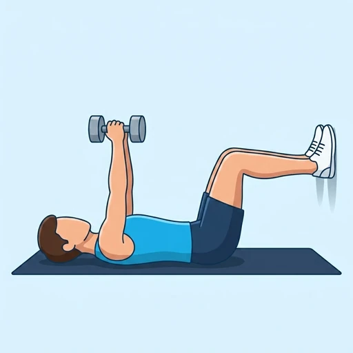 Weighted Wall Crunch — start position, flat illustration