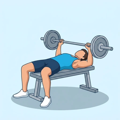 Wide-Grip Bench Press — peak position, flat illustration