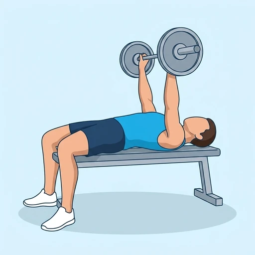 Wide-Grip Bench Press — start position, flat illustration