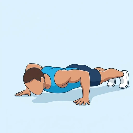 Wide Grip Push Ups — peak position, flat illustration